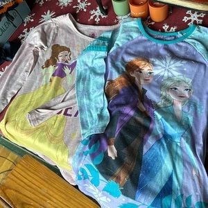Two Disney Nightgowns for girls 5/6 with Belle and Anna with Elsa